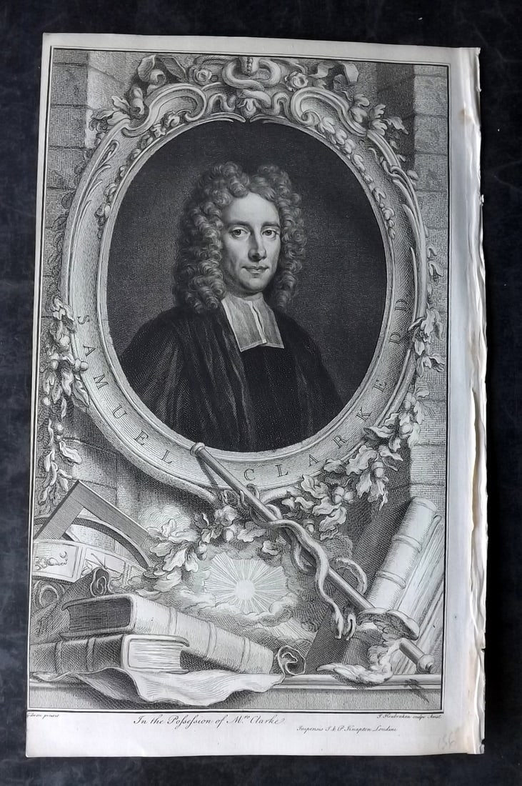 Rapin de Thoyras, Paul 1751 Folio Portrait. Samuel Clarke by Houbracken (1 of 1)