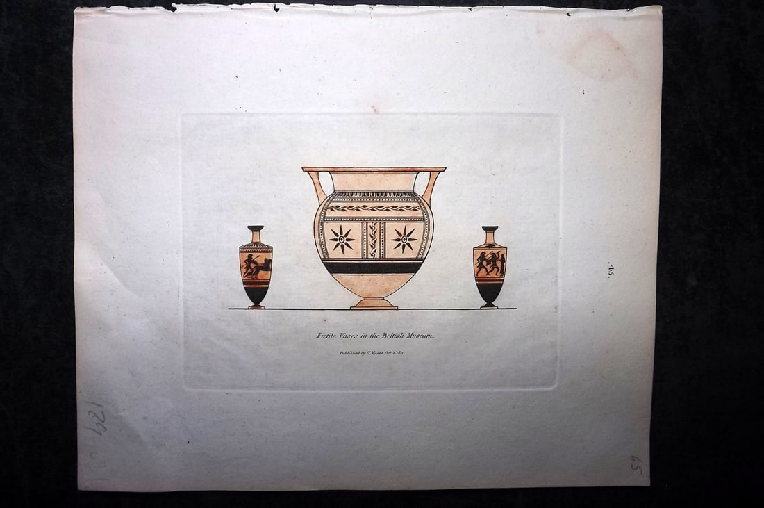 Moses, Henry 1814 Hand Col Print. Fictile Vases in the British Museum (1 of 1)