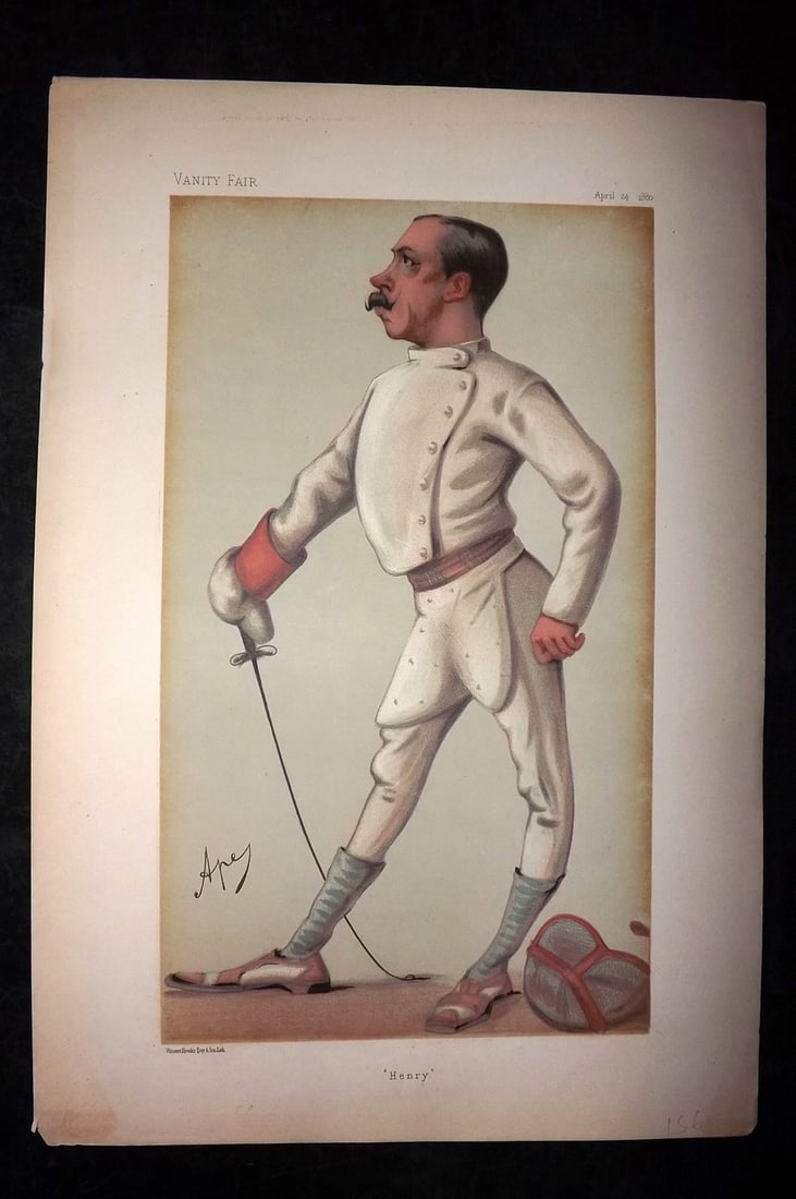 Vanity Fair Print 1880 Henry Stracey, Sword Fencing (1 of 1)