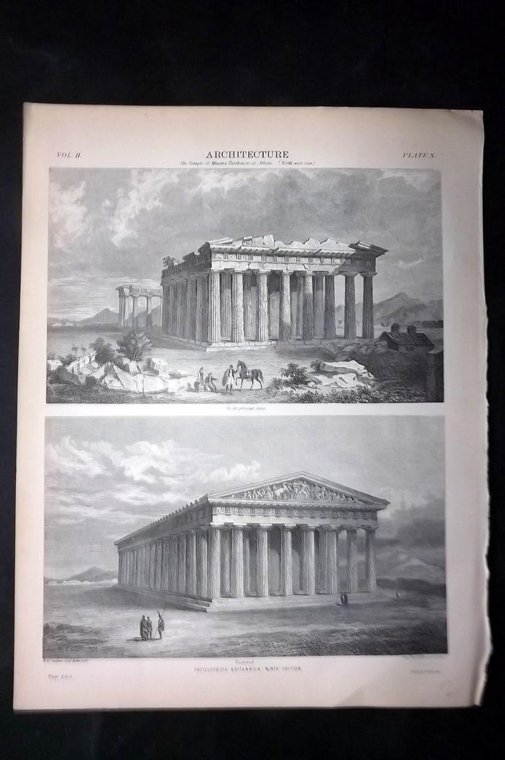 Encyclo. Brit C1880 Architecture Print. Greece - Parthenon, Athens (1 of 1)