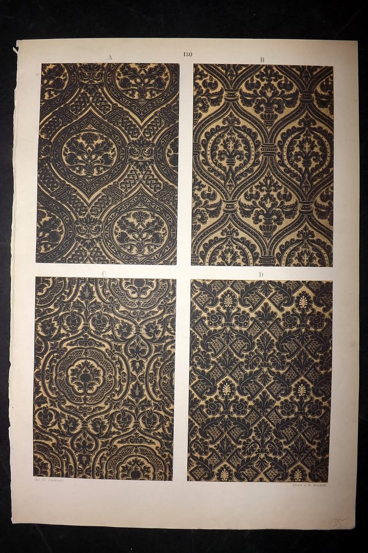 Fischbach, Frederick 1884 Folio Textile Print. Venetian Velvet of the 11th Cent. 130 (1 of 2)