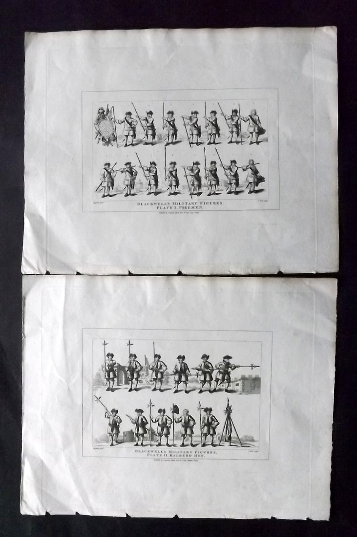 Hogarth, William 1821 Set of 2 Military Prints. Blackwell's Military Figures (1 of 2)