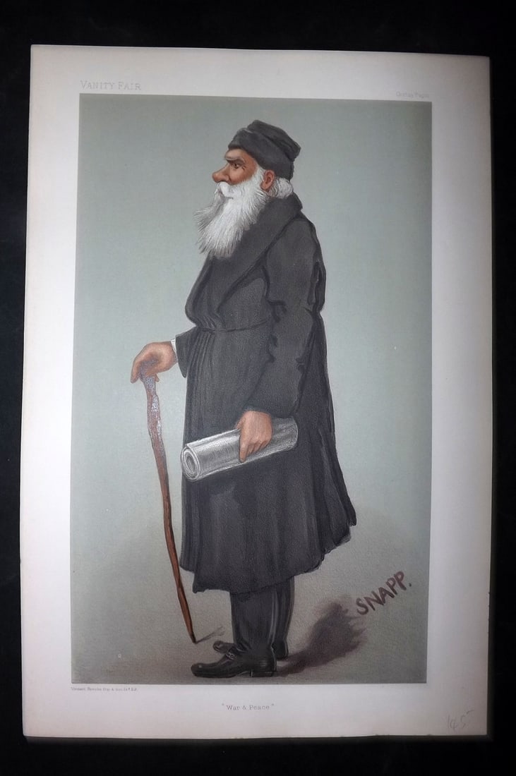 Vanity Fair Print 1901 Leo Tolstoi, Russia Litterary: Chromolithograph Published 1869-1914, London for "Vanity Fair" Paper Size: 15 x 10 inch (38 x 25cm) Approx. Good Condition