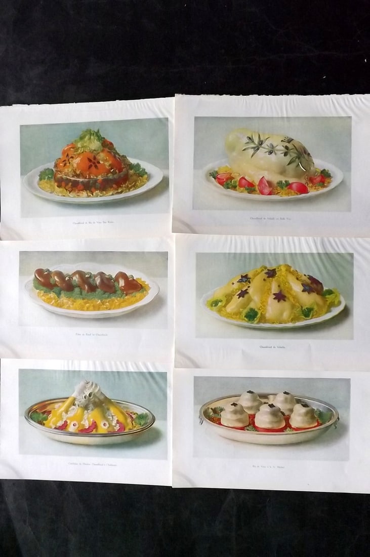 Fairclough, M. A. C1940 Lot of 6 Vintage Food Prints: Offset Lithograph Published C1940, London for "The Ideal Cookery Book" M. A. Fairclough. Paper Size: 10 x 7 inch (25 x 18cm) Good Condition