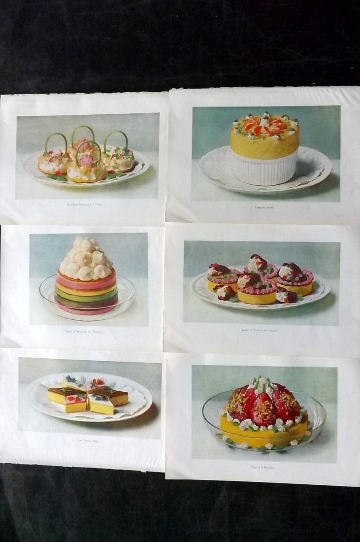 Fairclough, M. A. C1940 Lot of 6 Vintage Food Prints: Offset Lithograph Published C1940, London for "The Ideal Cookery Book" M. A. Fairclough. Paper Size: 10 x 7 inch (25 x 18cm) Good Condition