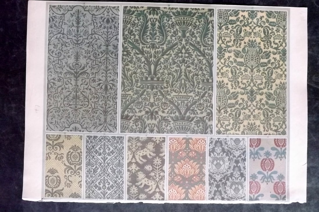 Fischbach, Frederick 1884 Folio Textile Print. North Italian Tissues of the 16th Cent 147 (1 of 2)