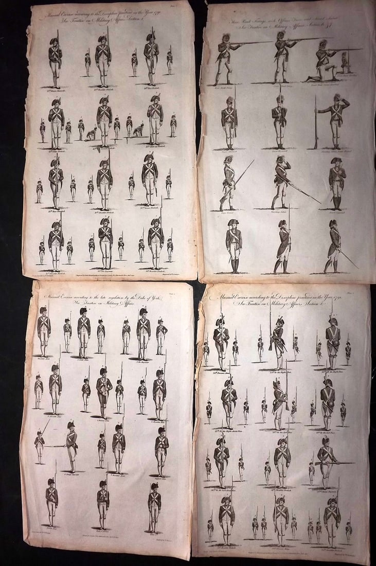 Hall, William 1791 Lot of 6 Folio Pikemen & Musketeer Prints (1 of 2)