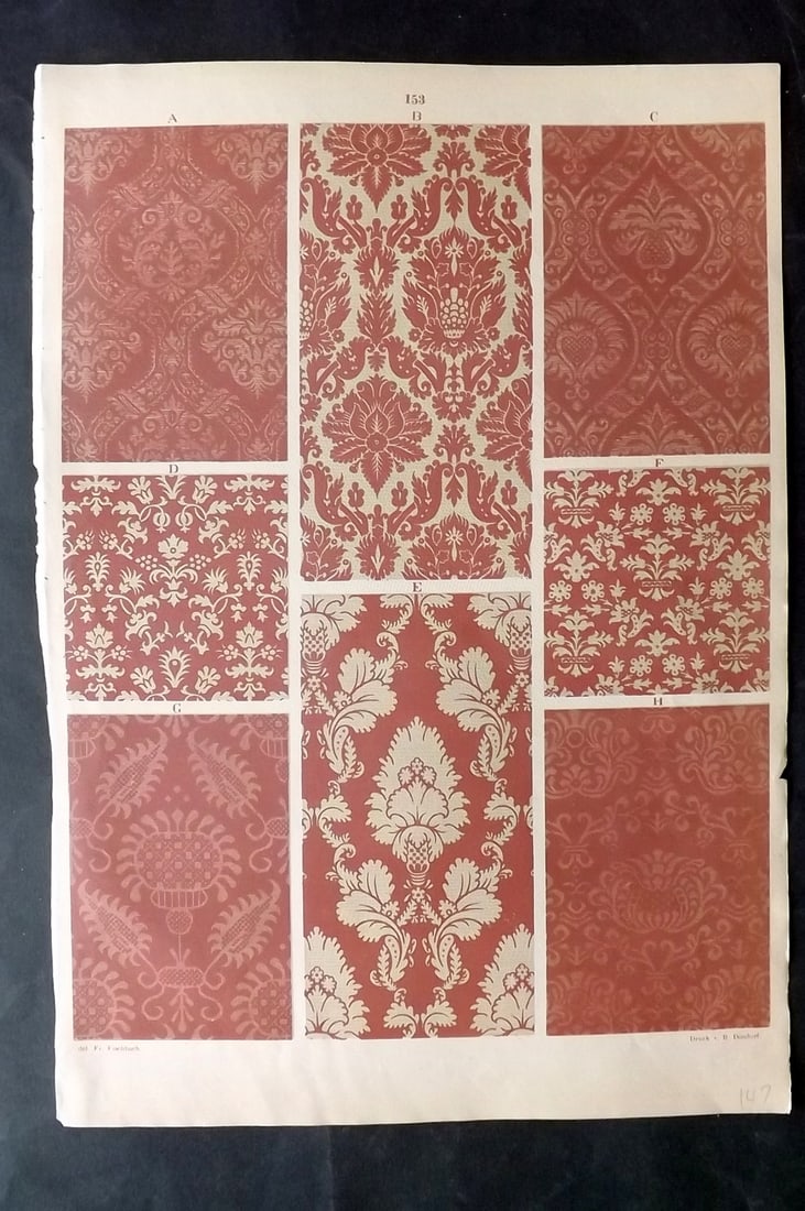 Fischbach, Frederick 1884 Folio Textile Print. North Italian Silk Tissues of the 16th & 17th Cent (1 of 2)