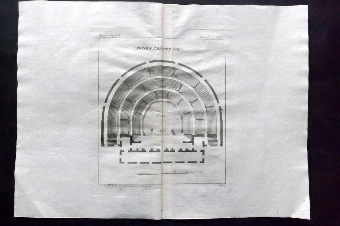 Barthelemy, Jean 1790 Architecture Print. Greece - Ancient Theater (1 of 1)