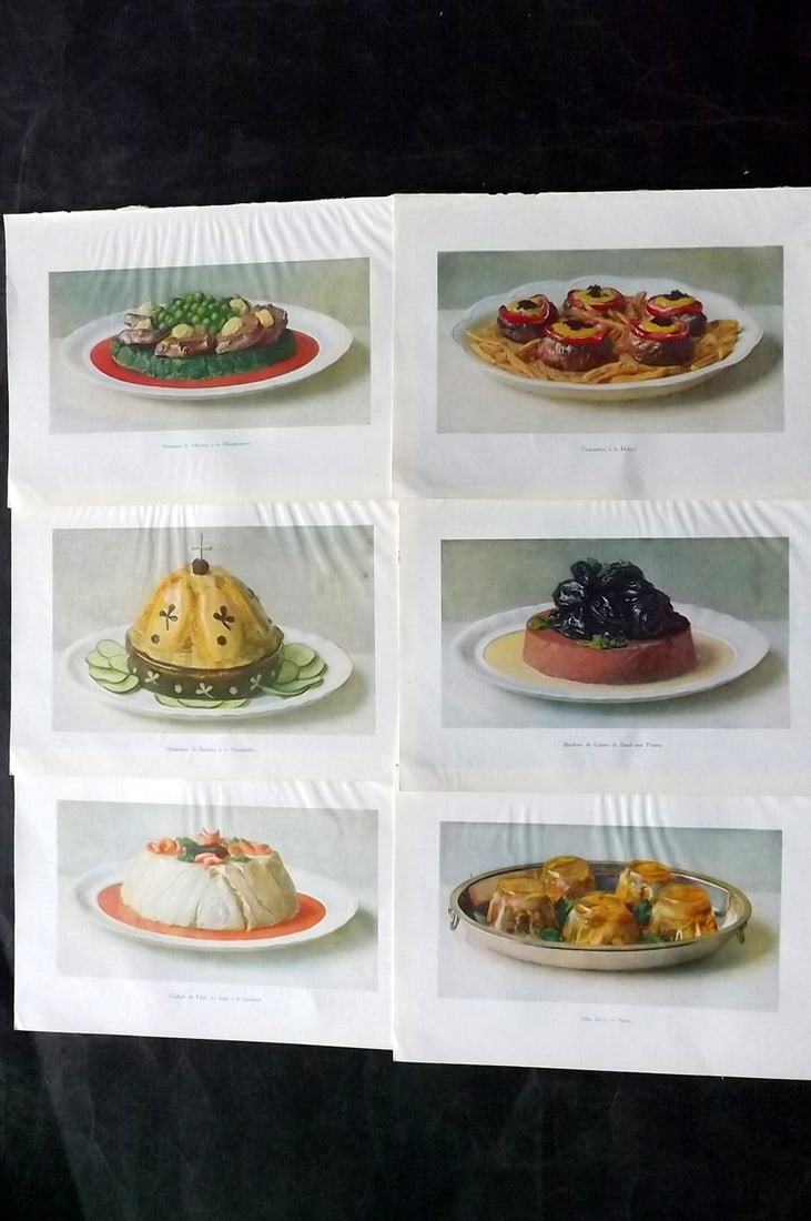 Fairclough, M. A. C1940 Lot of 6 Vintage Food Prints: Offset Lithograph Published C1940, London for "The Ideal Cookery Book" M. A. Fairclough. Paper Size: 10 x 7 inch (25 x 18cm) Good Condition