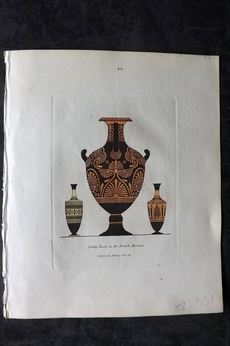Moses, Henry 1814 Hand Col Print. Fictile Vases in the British Museum 44 (1 of 1)