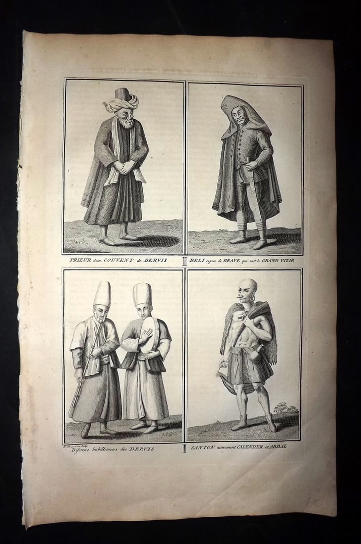 Picart, Bernard 1741 Folio Print. Turkey - Dervish Costume etc (1 of 1)