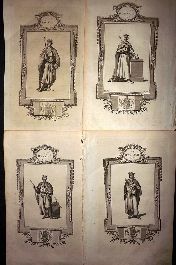 Russell, William 1779 Lot of 4 Folio British King Portrait Prints (1 of 2)