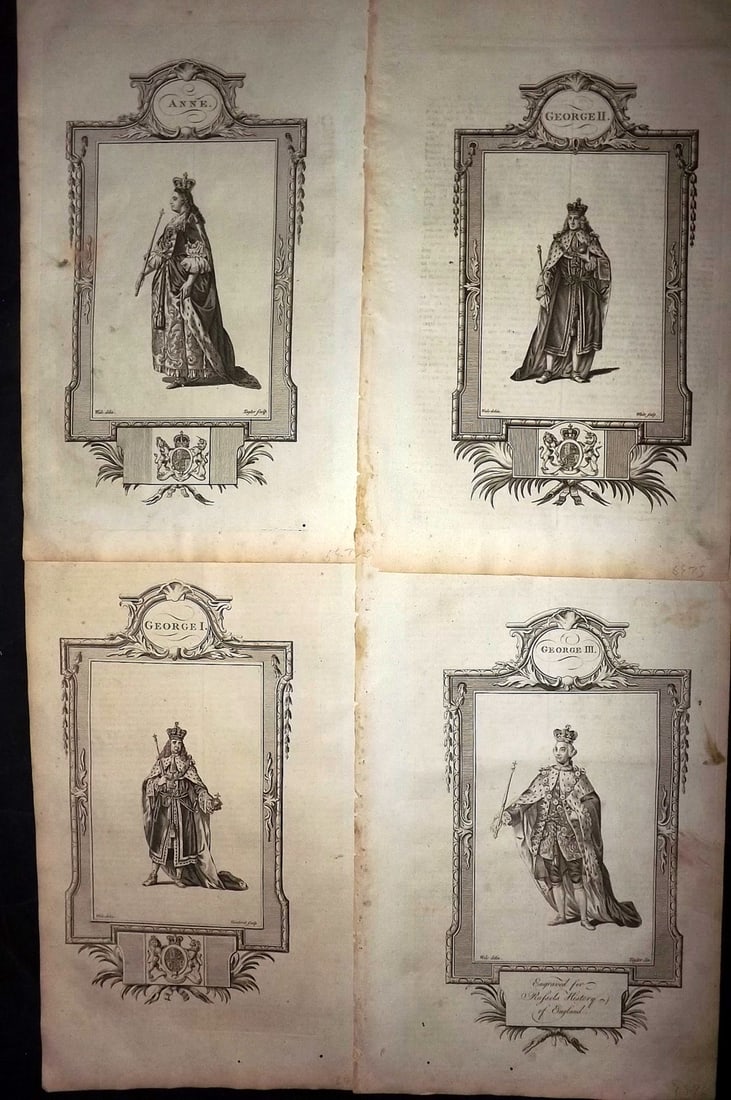 Russell, William 1779 Lot of 4 Folio British King Portrait Prints (1 of 2)