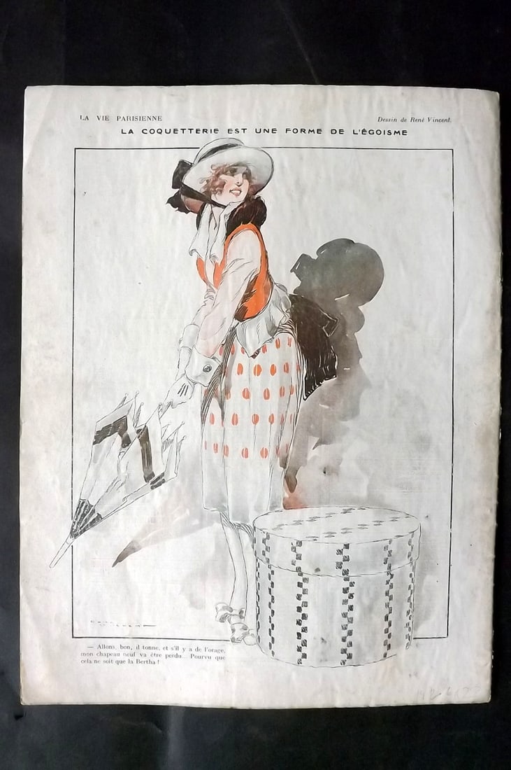 La Vie Parisienne 1918 Art Deco Print. La Coquetterie est une.. By Vincent (1 of 1)
