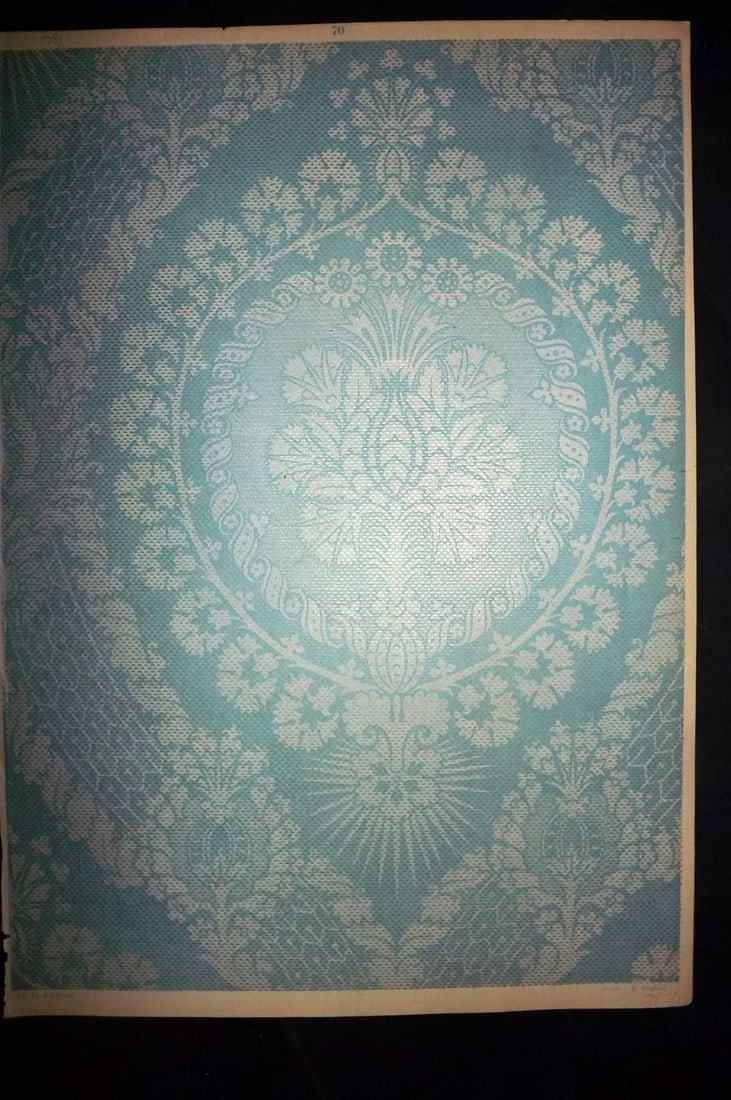 Fischbach, Frederick 1884 Folio Textile Print. Genoese tissue of the 15th Cent 70Genoese tissue of: Folio Chromolithograph Published 1882-84, London for "Ornament of Textile Fabrics" by Frederick Fischbach. Scarce. Paper Size: 17 x 12 inch (43 x 30cm) Good Condition
