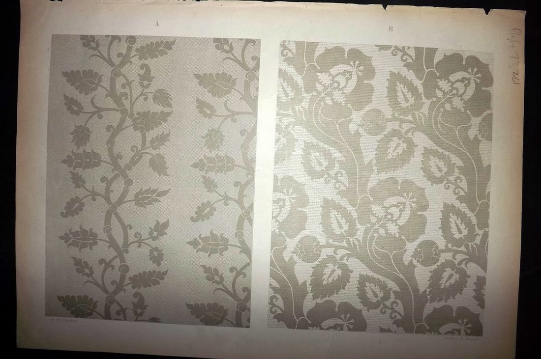 Fischbach, Frederick 1884 Folio Textile Print. Venetian Fabric of the 15th Century 73 (1 of 2)