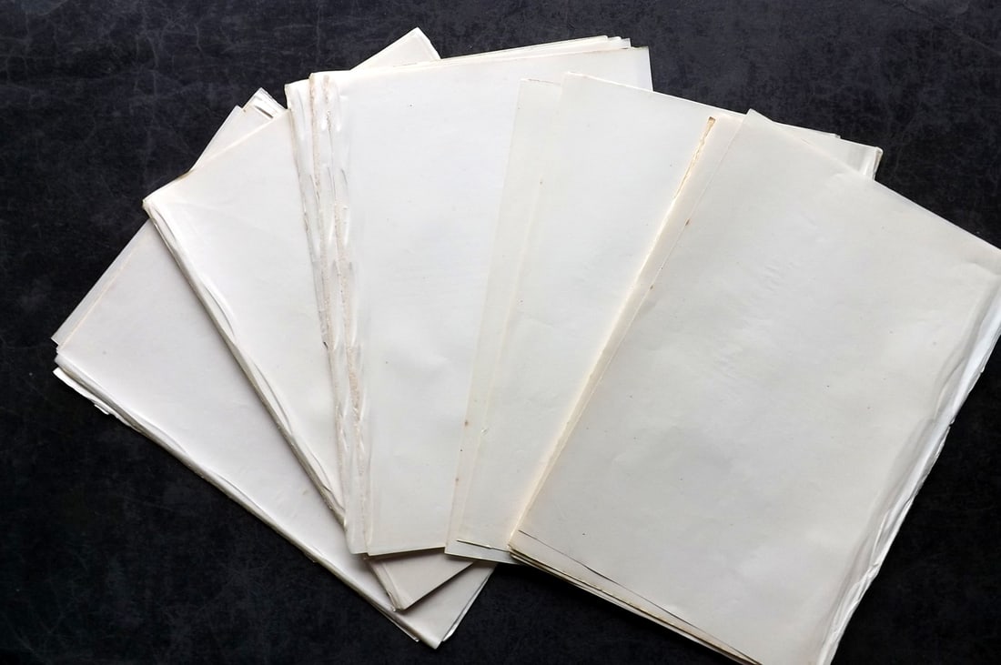 Old Paper Bookbinding 1871 Lot of 30 Stock Sheets, 8vo: Lot of Uniform Stock Paper Sheets, British, 8vo. Paper Size: 10 x 6.5 inch (25 x 17cm) Good Condition
