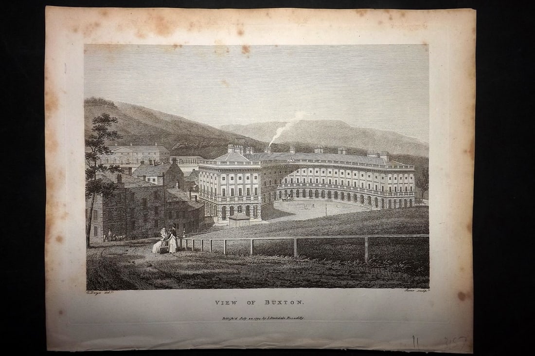 Aiken, John 1795 Antique Print. View of Buxton, Derbyshire (1 of 1)