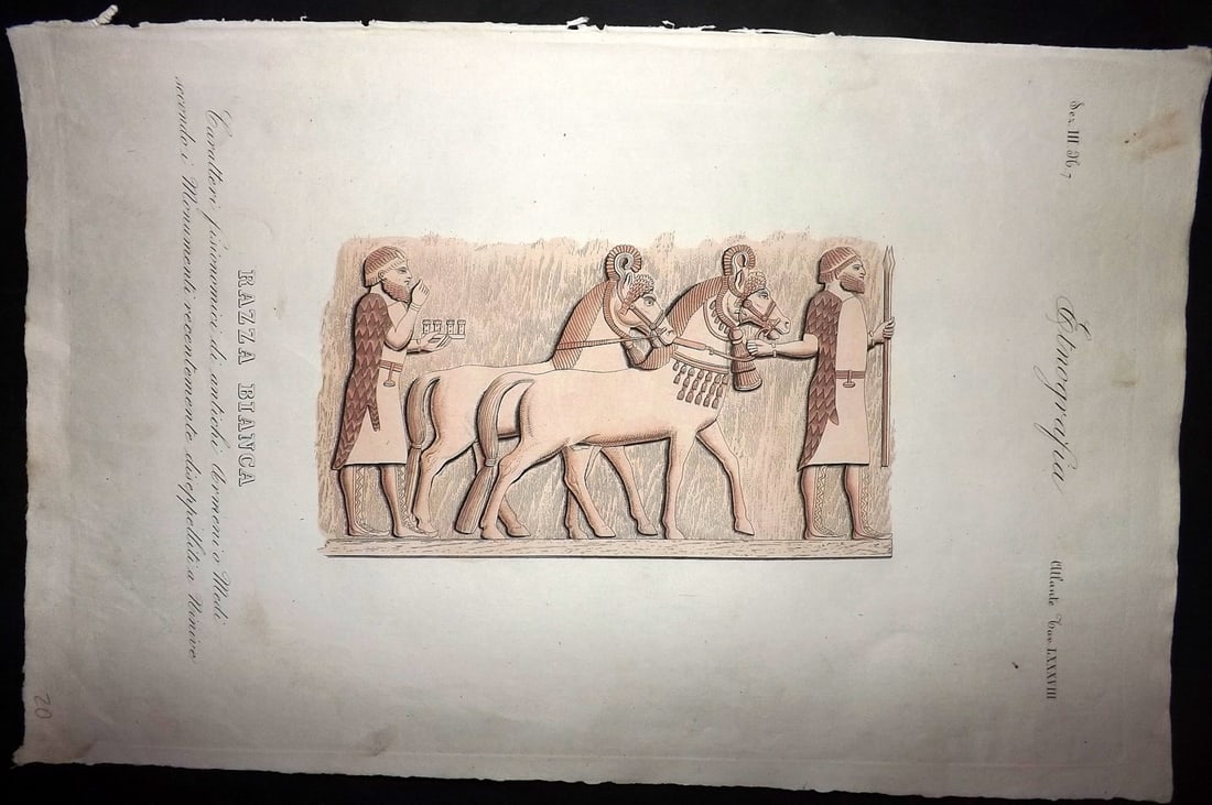 Marmocchi, F. C. 1845 Folio HCol Print. Armenian Bas Relief (1 of 2)