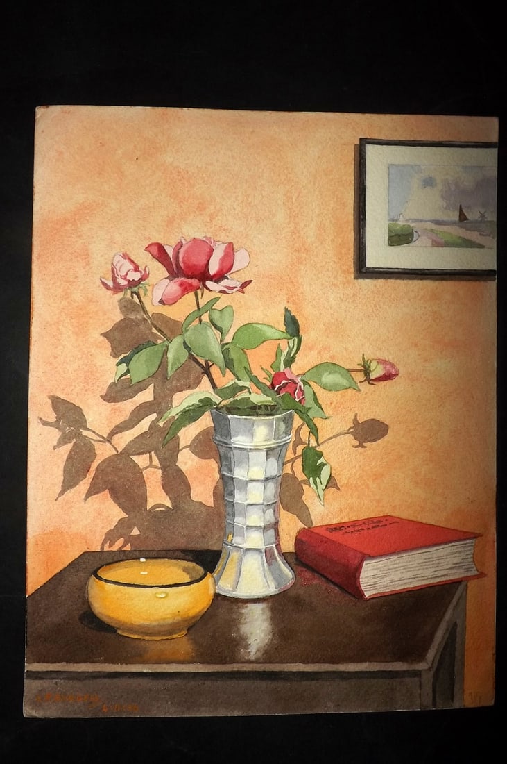 Burgess, L. P. 1936 Watercolour. November Roses (1 of 2)