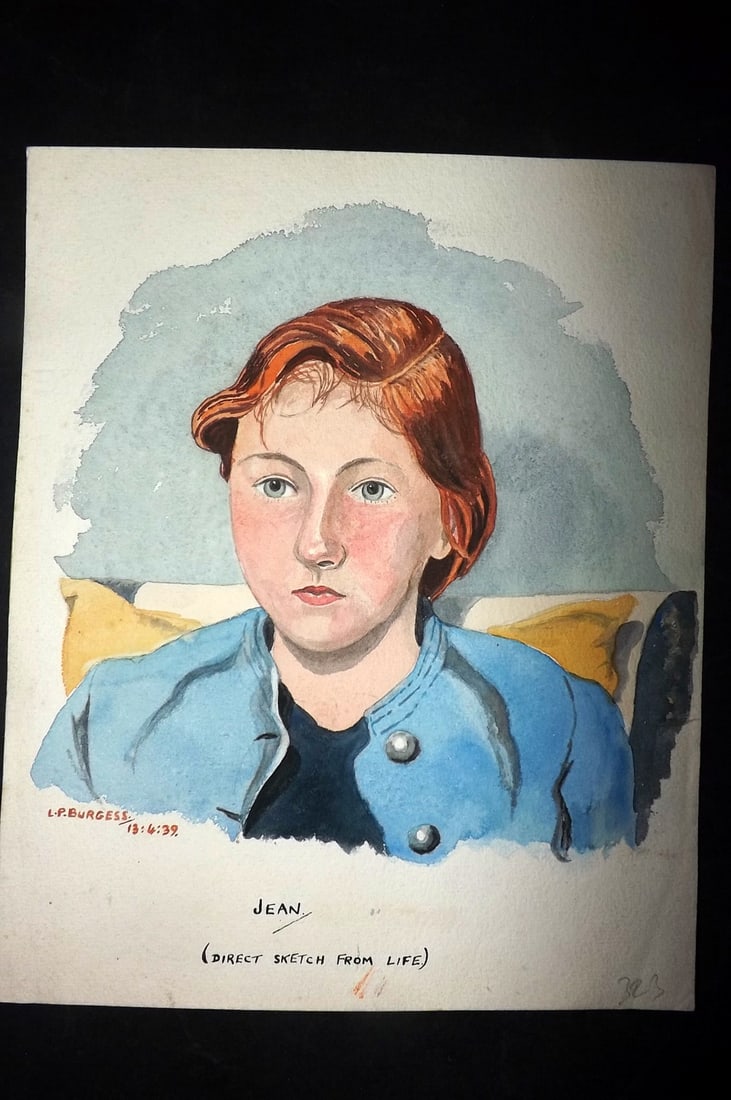 Burgess, L. P. 1939 Watercolour. Jean - Sketch from Life (1 of 2)