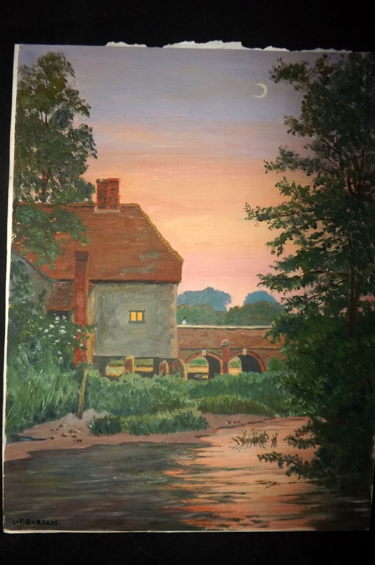 Burgess, L. P. C1940 Gouache Painting. English Landscape (1 of 2)
