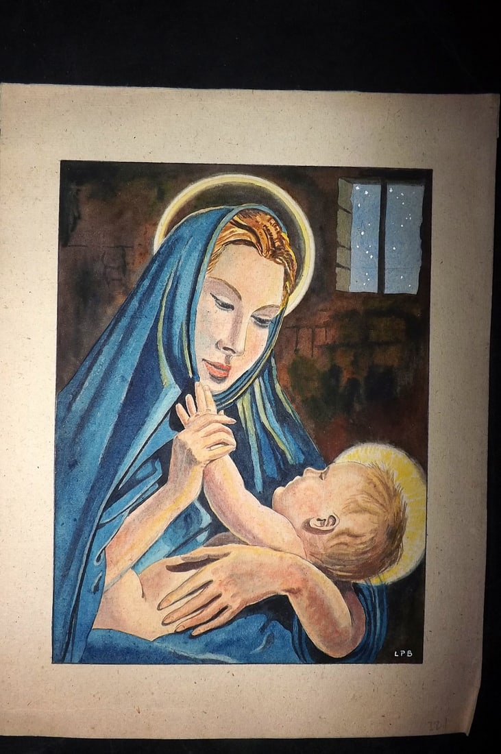 Burgess, L. P. C1930's Watercolour. Woman and Child (1 of 2)