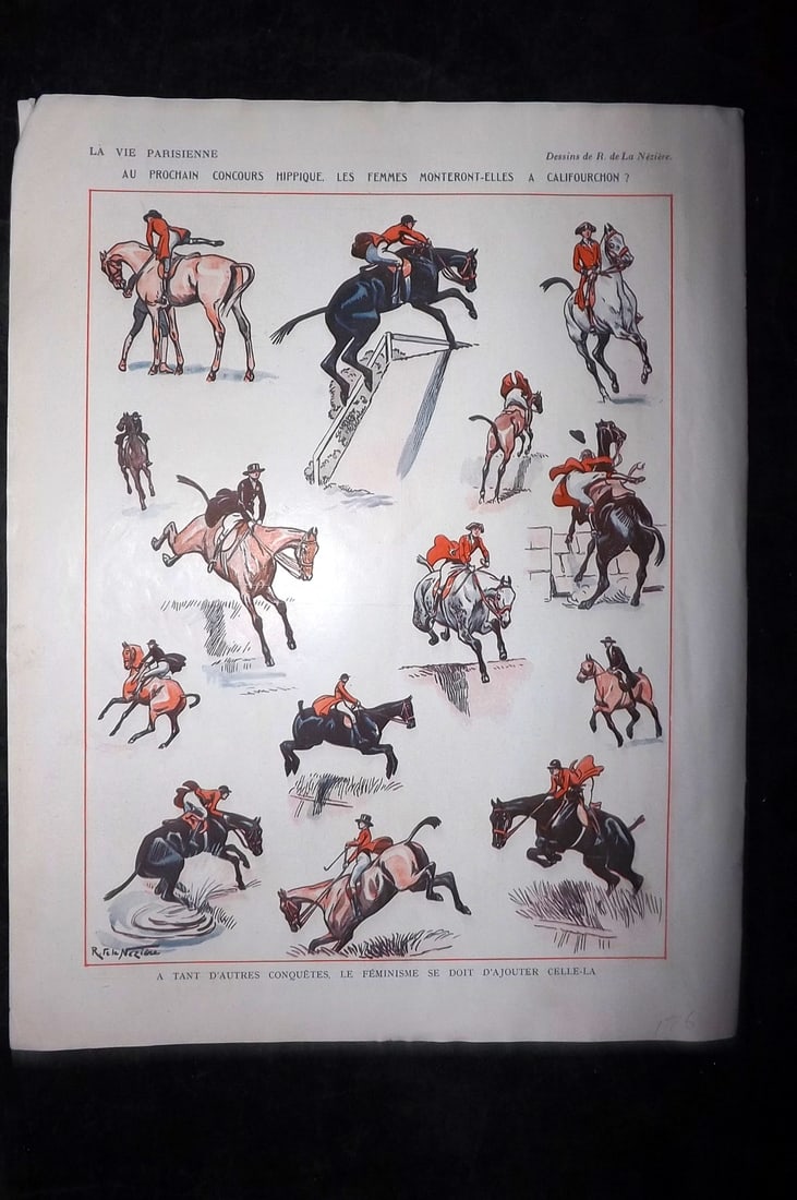 La Vie Parisienne 1926 Art Deco Print. Au Prochain Concours Hippique  by R. de la Neziere (1 of 1)