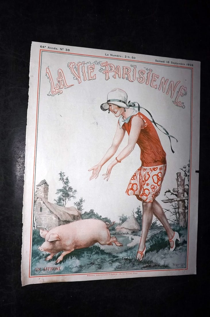 La Vie Parisienne 1926 Art Deco Print. Un Affront by Herouard: Lithographs Published 1928, Paris for "La Vie Parisienne" Illustrated by Lissac, Barbier, Vallet, Valee, Prejelan, Herouard, Fournier, Kuhn-Regnier, Georges L?onnec and others. Verso text, but none sh