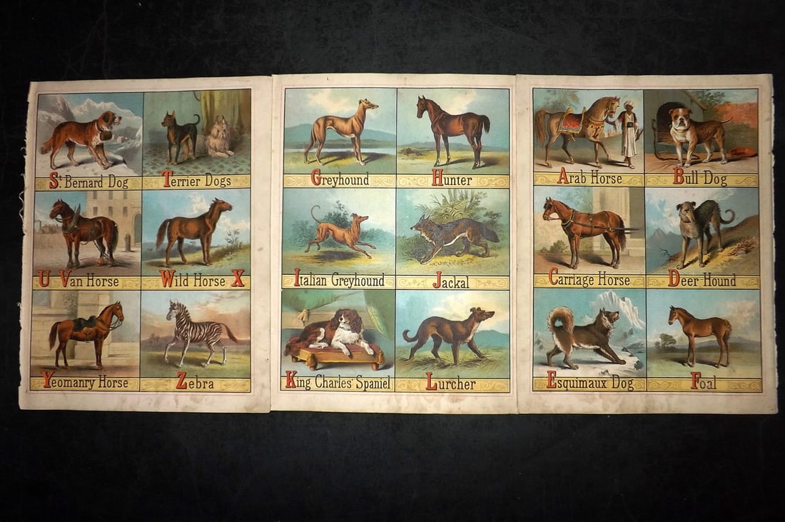 Petland C1890 Lot of 3+ Scarce Prints. Alphabet Animals (1 of 2)