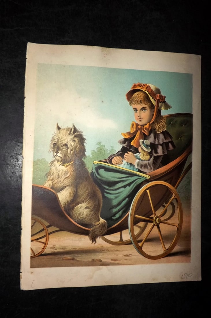 Petland C1890 Scarce Antique Dog Print. May's Playmates & Crawley (1 of 2)