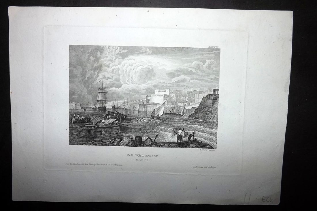 Malta C1840 Antique Print. La Valetta (1 of 1)