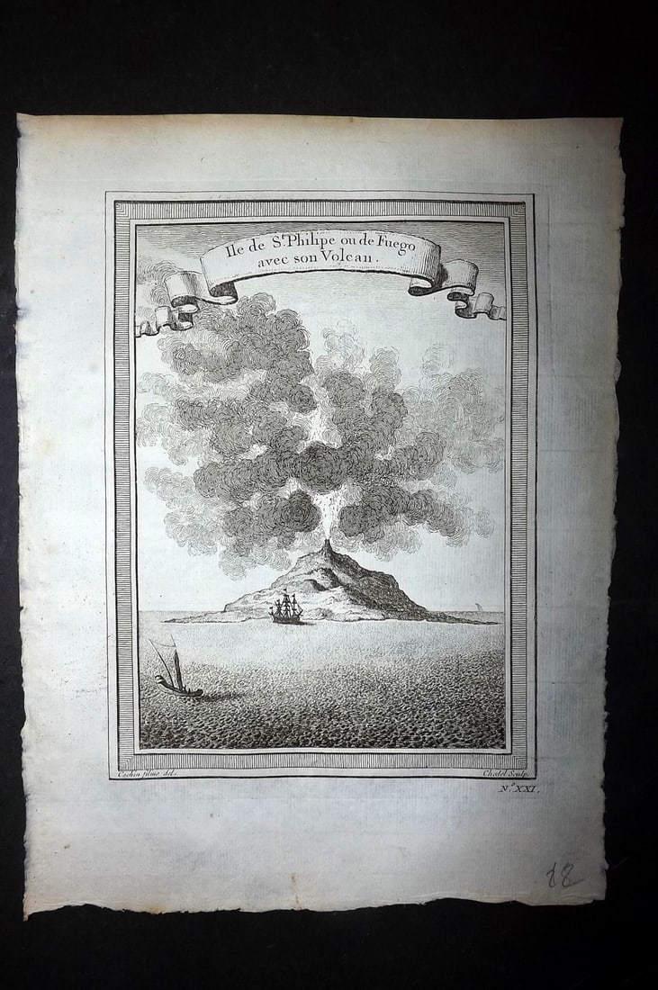 Prevost, Antoine C1760 Print. Pico de Fogo Volcano, Cape Verde (1 of 1)