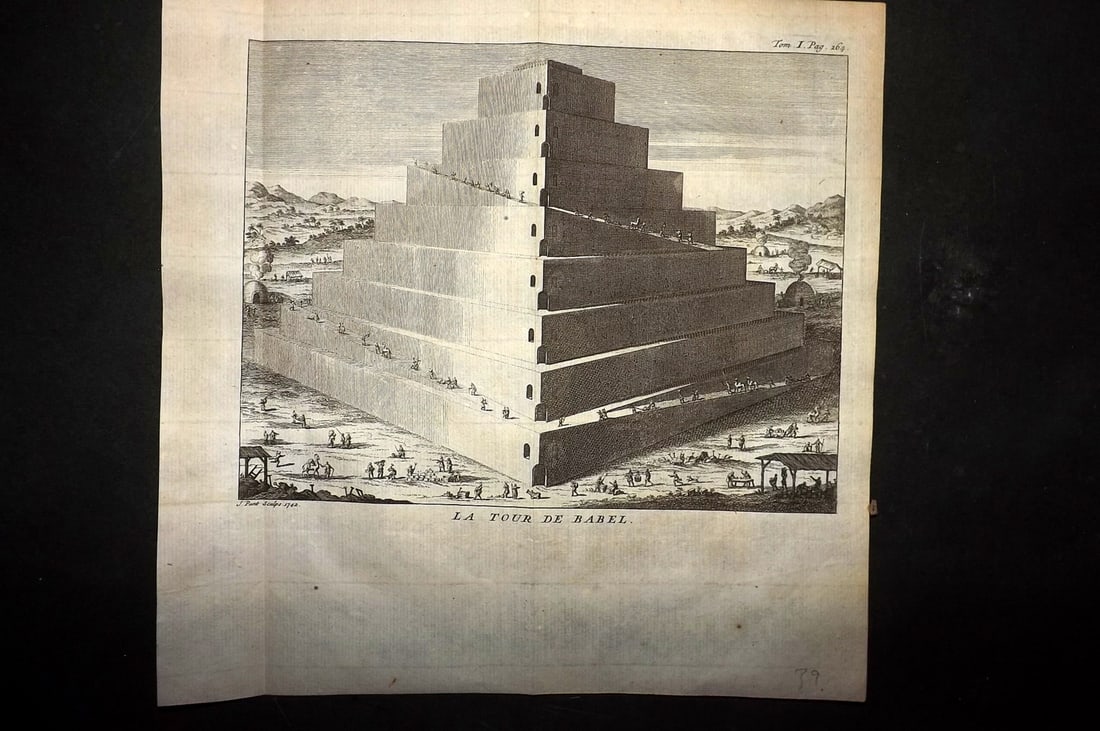 Psalmanazar & Sale C1770 Antique Print. Tower of Babel, Iraq (1 of 1)