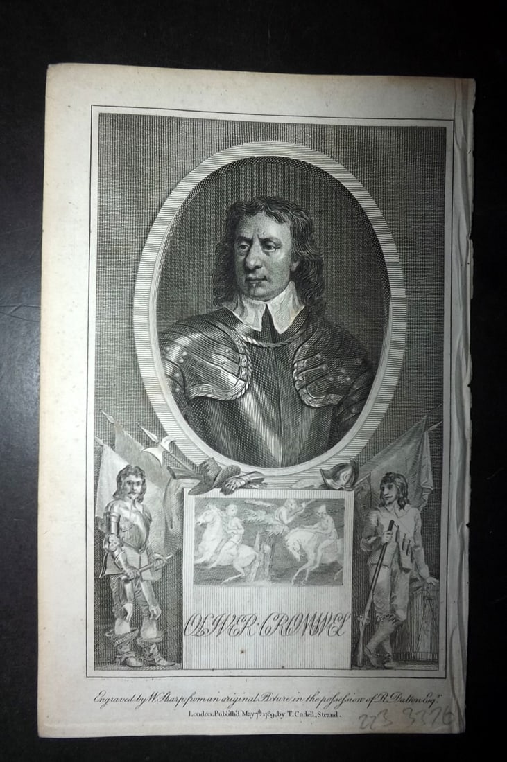 Hume, David 1793 Antique Portrait Print. Oliver Cromwell (1 of 1)