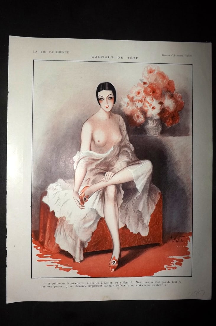 La Vie Parisienne 1926 Art Deco Print. Calculs de Tete by Vallee (1 of 1)
