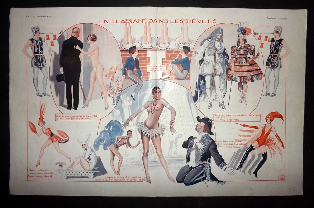 La Vie Parisienne 1926 Art Deco Double Print. En Flanant dans les Revuess by Leonnec (1 of 1)