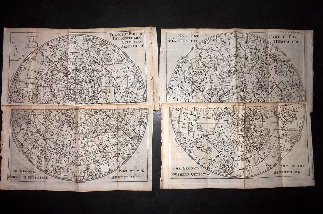 Pluche, Noel Antoine 1766 Set of 4 Celestial Maps. Constellations (1 of 2)