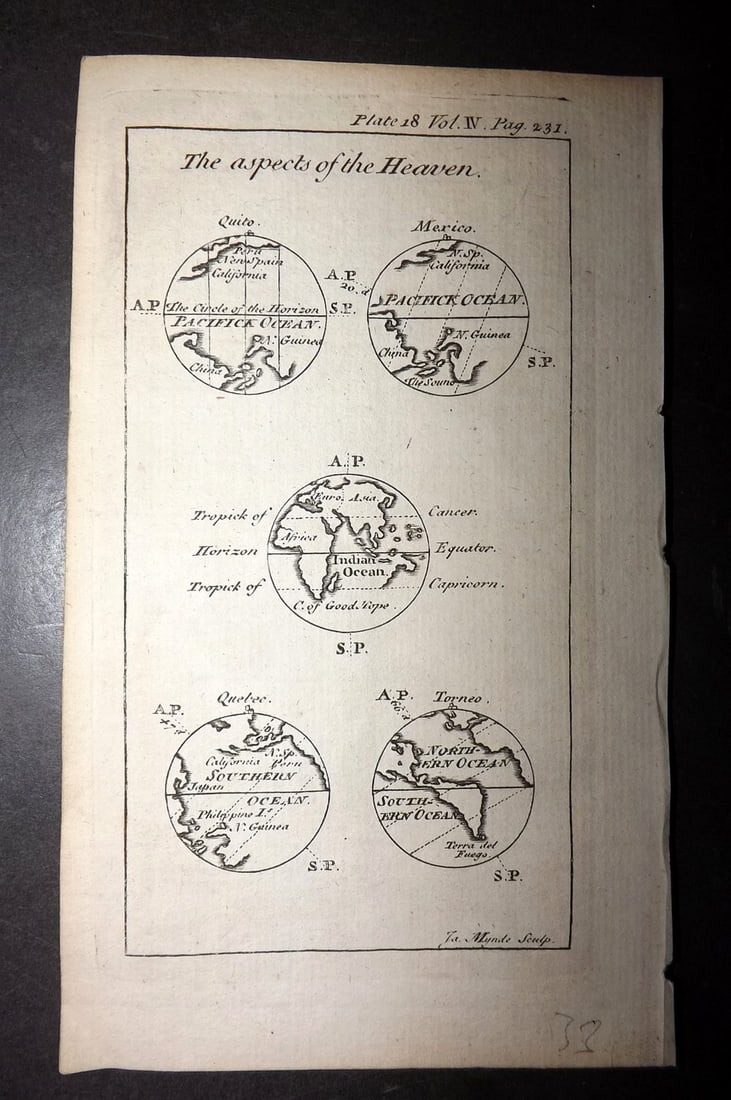 Pluche, Noel Antoine 1766 Map. Aspects of the heavens incl California & Quebec (1 of 1)