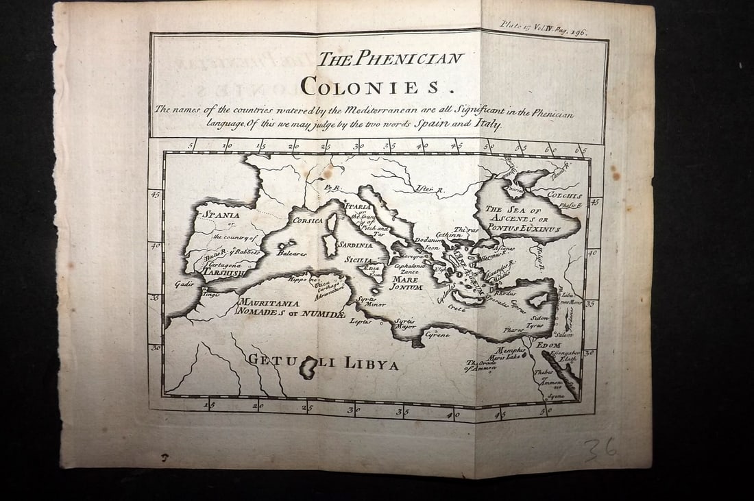 Pluche, Noel Antoine 1766 Map. Phenician Colonies (1 of 1)