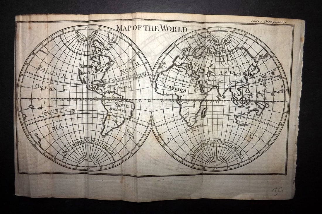 Pluche, Noel Antoine 1766 Map. Map of the World Hemispheres (1 of 1)