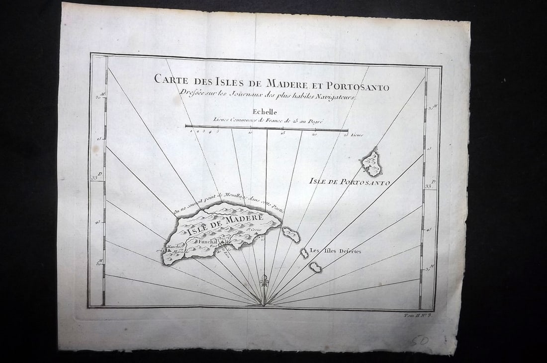 Bellin, Jacques-Nicolas C1760 Map. Madeira - Carte des Isles de Madere et Portosanto (1 of 1)