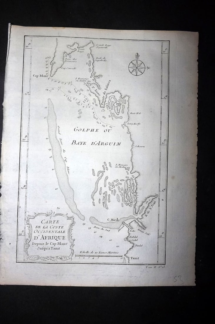 Bellin, Jacques-Nicolas C1760 Map. Africa Mauritania - Carte de la Coste Occidentale d'Afrique. Cap (1 of 1)