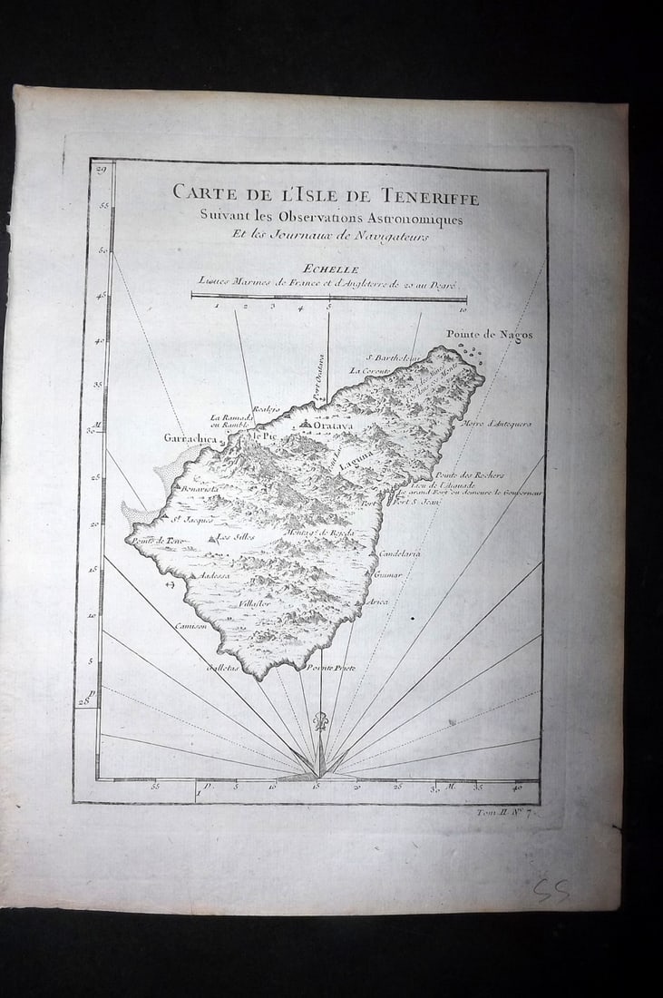 Bellin, Jacques-Nicolas C1760 Map. Tenerife - Carte de l'Isle de Teneriffe Spain Canary Islands (1 of 1)