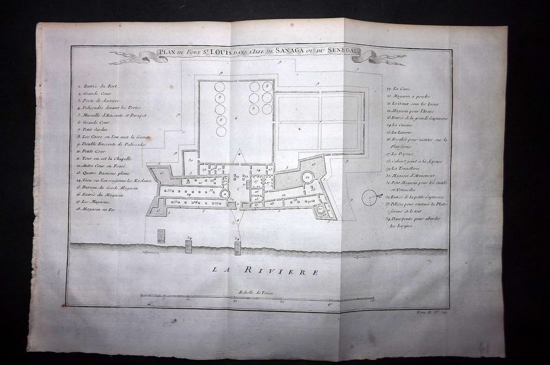 Bellin, Jacques-Nicolas C1760 Map. Africa Senegal - Plan du Fort St. Louis (1 of 1)