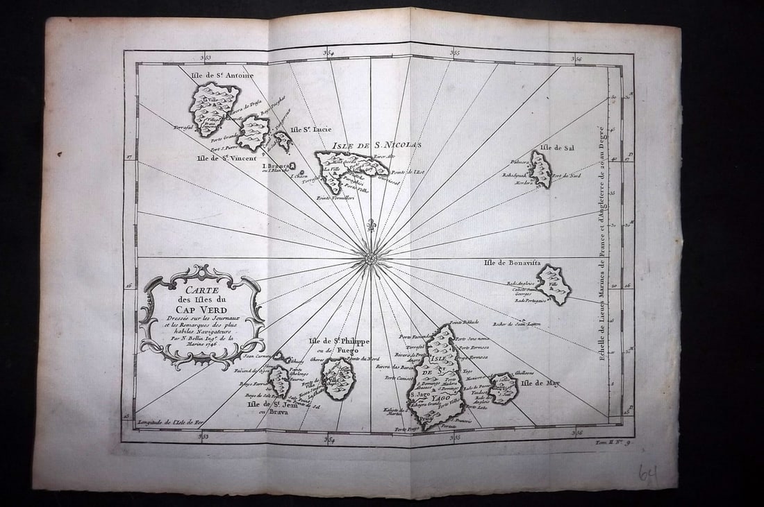 Bellin, Jacques-Nicolas C1760 Map. Cape Verde - Carte des Isles du Cap Verd (1 of 1)