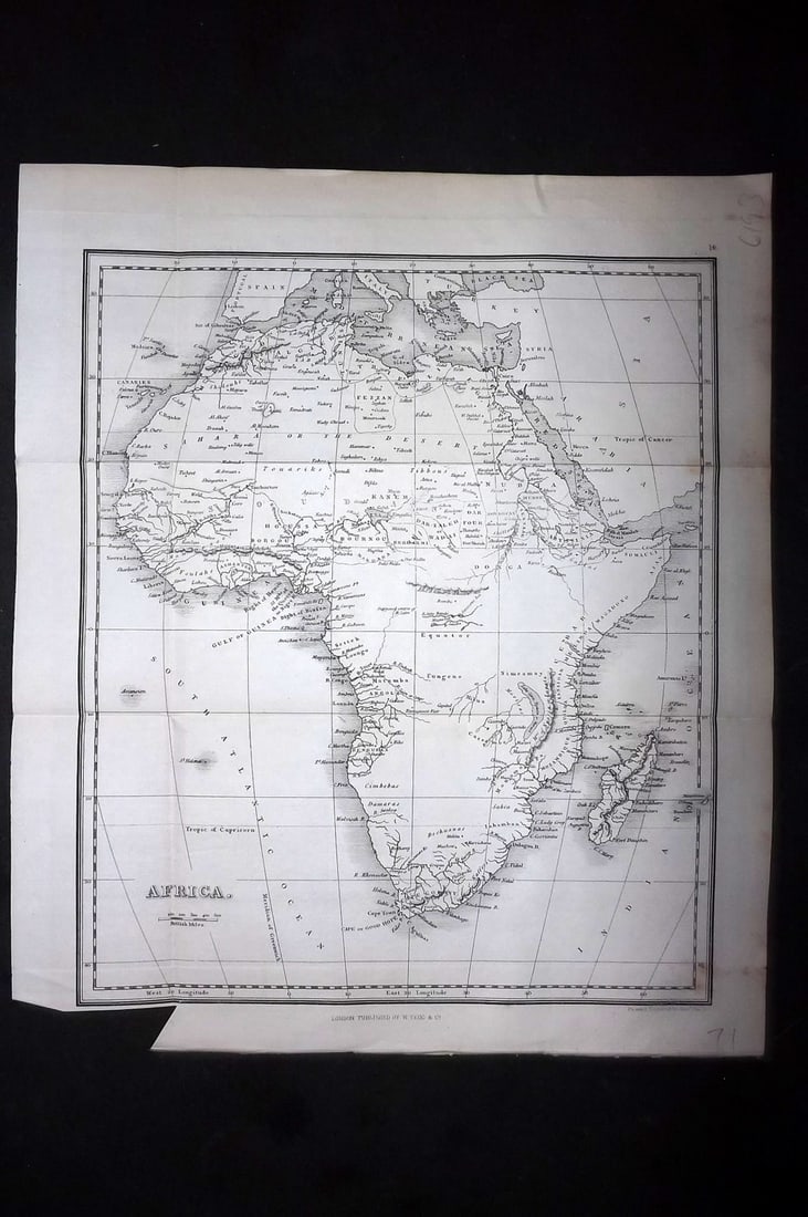 Brookes & Findlay 1851 Antique Map. Africa: Steel Engraved Map Published 1851, London for "A General Gazetteer; or, compendious Geographical Dictionary" by Richard Brookes. Maps by A. G. Findlay. Folds as issued.Paper Size: 12 x 10 inch (31 x 2