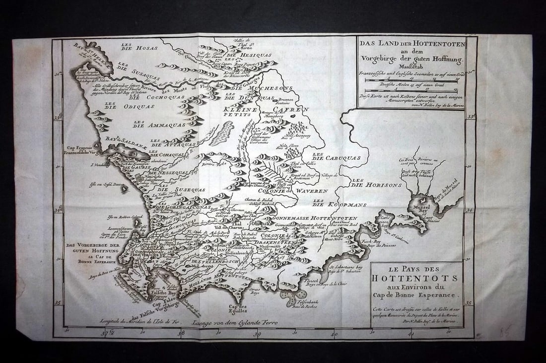 Psalmanazar & Sale C1770 Antique Map. South Africa, Land of Hottentots (1 of 1)