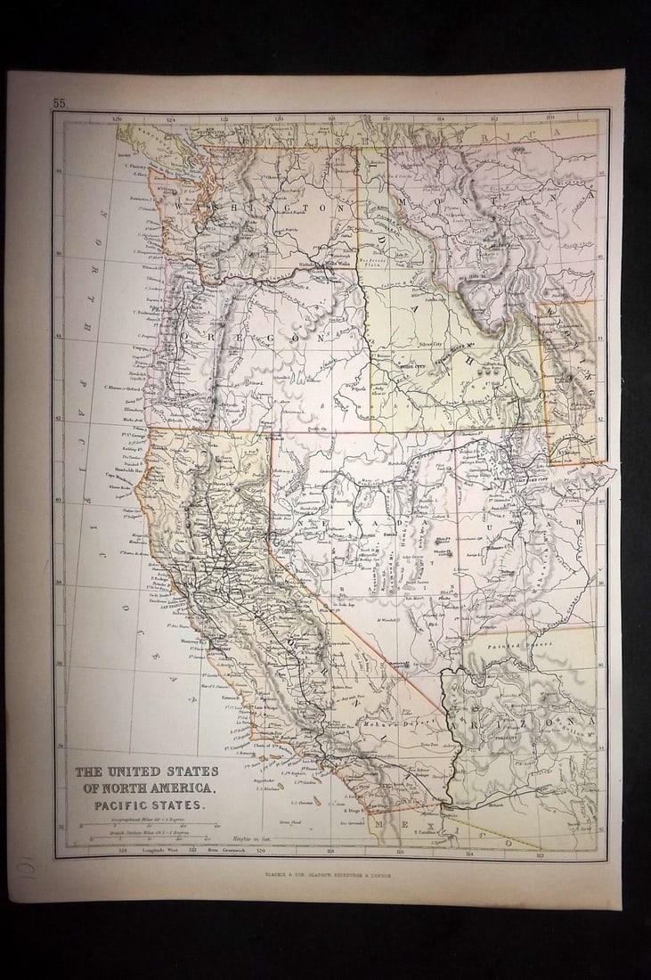 Blackie (Pub) 1882 Folio Map. United States of North America - Pacific States. California etc (1 of 1)
